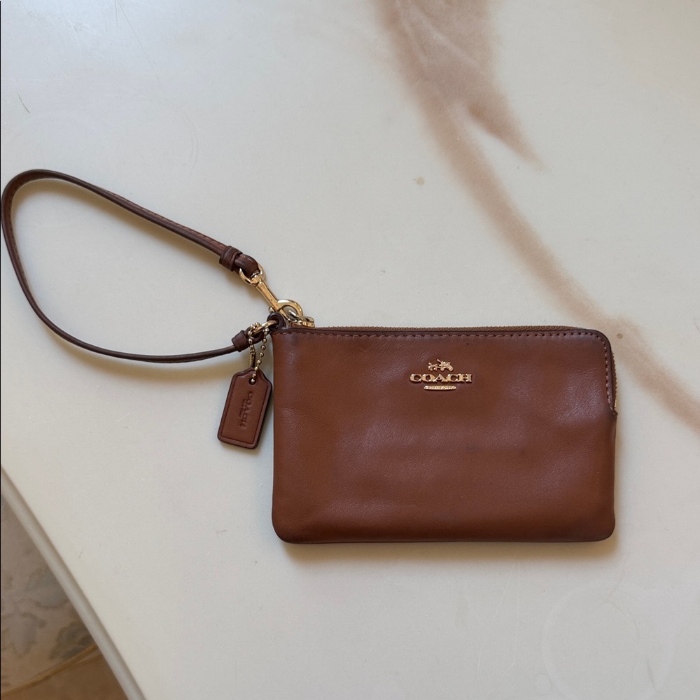 Coach Tan Leather Wristlet